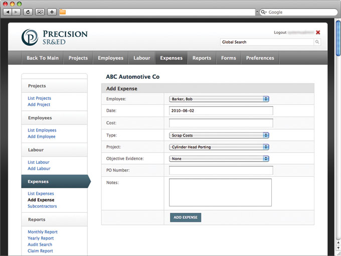 Add Expense Screen Shot