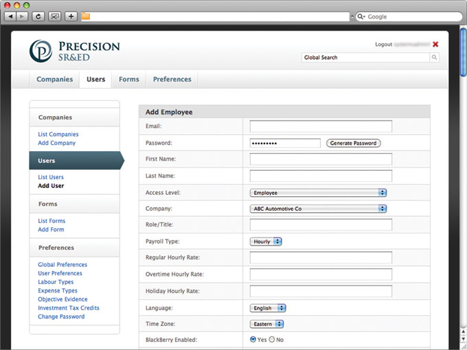 Add User Screen Shot